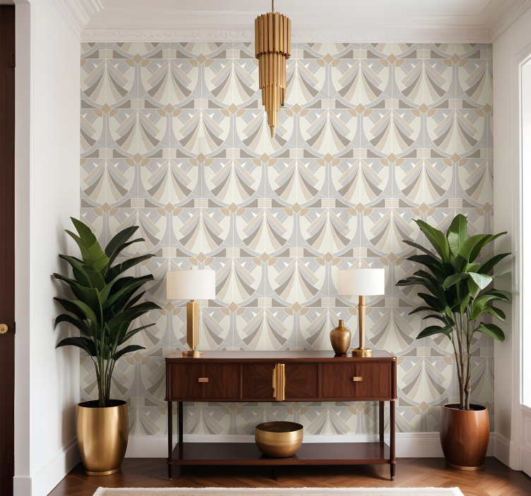 art deco geometric design entryway wallpaper - TenStickers