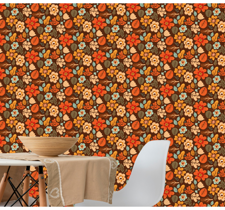 Autumnal Floral Motifs flower wallpaper - TenStickers