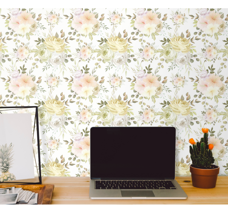 Beautiful floral seamless wedding wallpaper - TenStickers