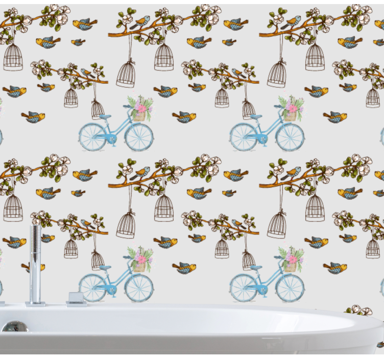 Bicycle Bird Design birds wallpaper - TenStickers