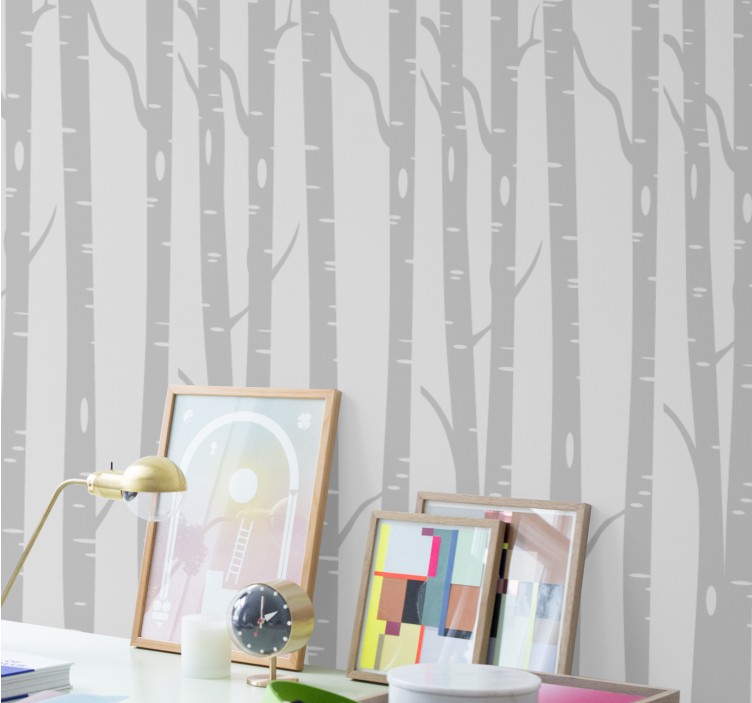 Birch Gray Pattern tree wallpaper - TenStickers