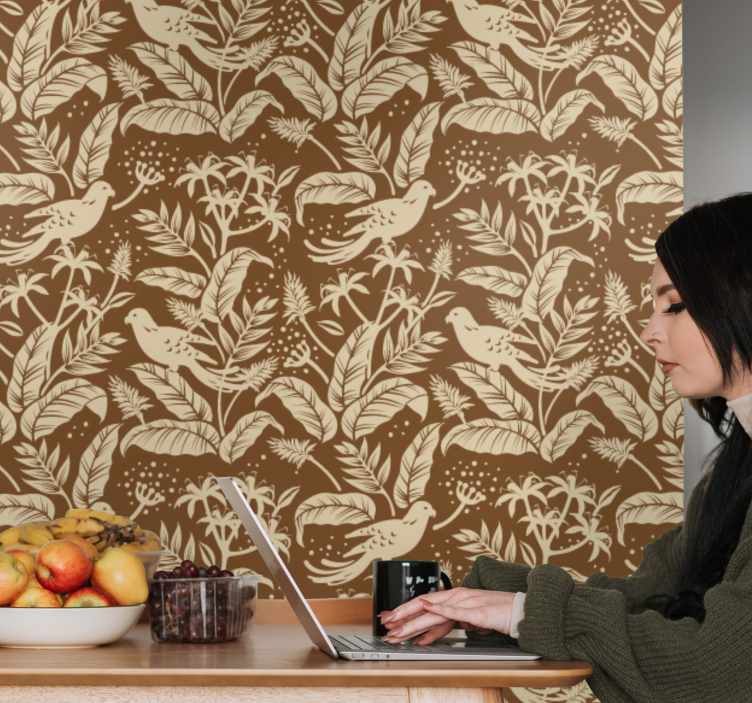Birds Botanical Pattern animal wallpaper - TenStickers