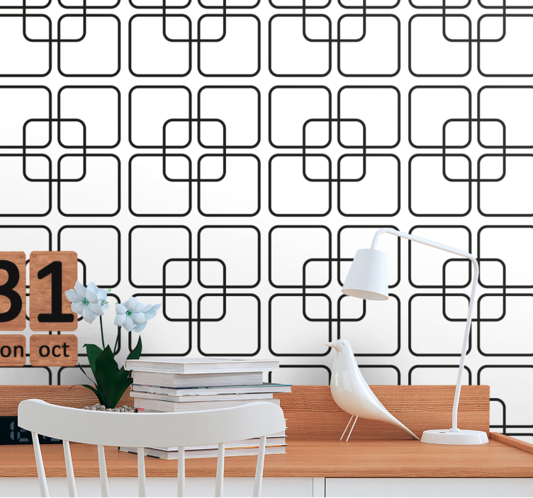 Black squares urban pattern titchen wallpaper - TenStickers