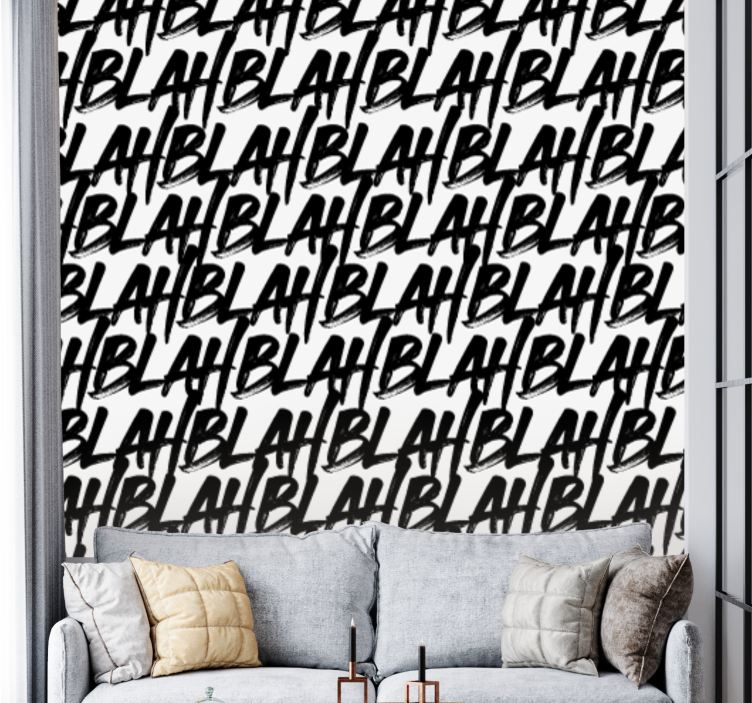 Blah text pattern teen bedroom wallpaper - TenStickers