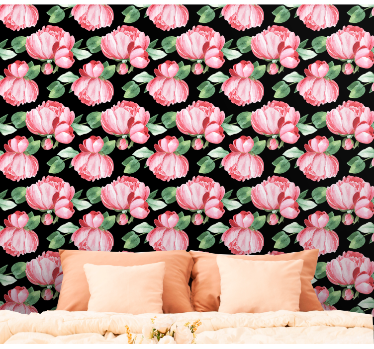 Blooming Peonies flower wallpaper - TenStickers
