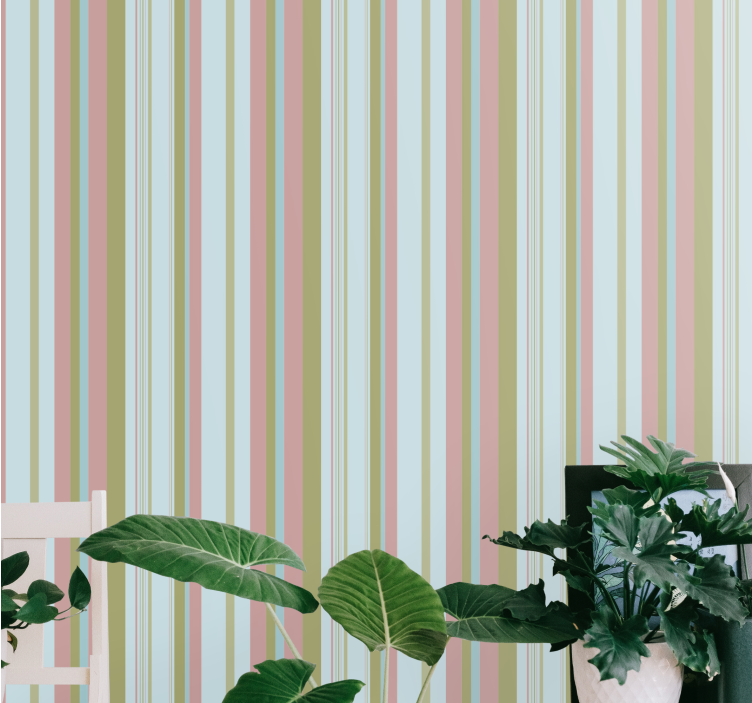 Blue and green 80's stripes Vintage Wallpaper - TenStickers