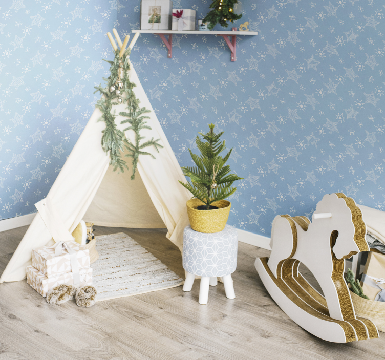 Blue child pattern star wallpaper - TenStickers