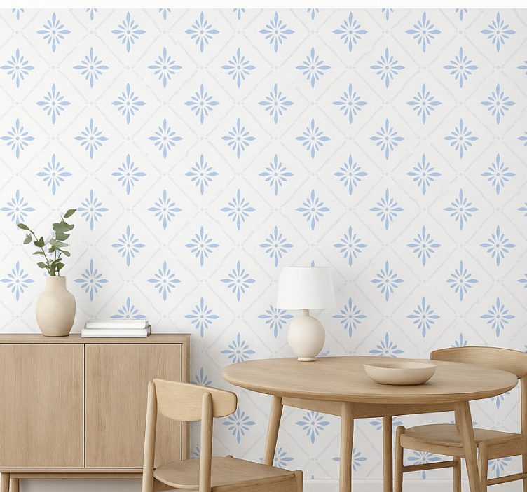 Blue rhombus tiles kitchen wallpaper - TenStickers