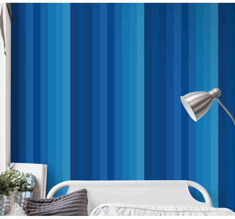 Blue Striped Motif horizontal striped wallpaper - TenStickers