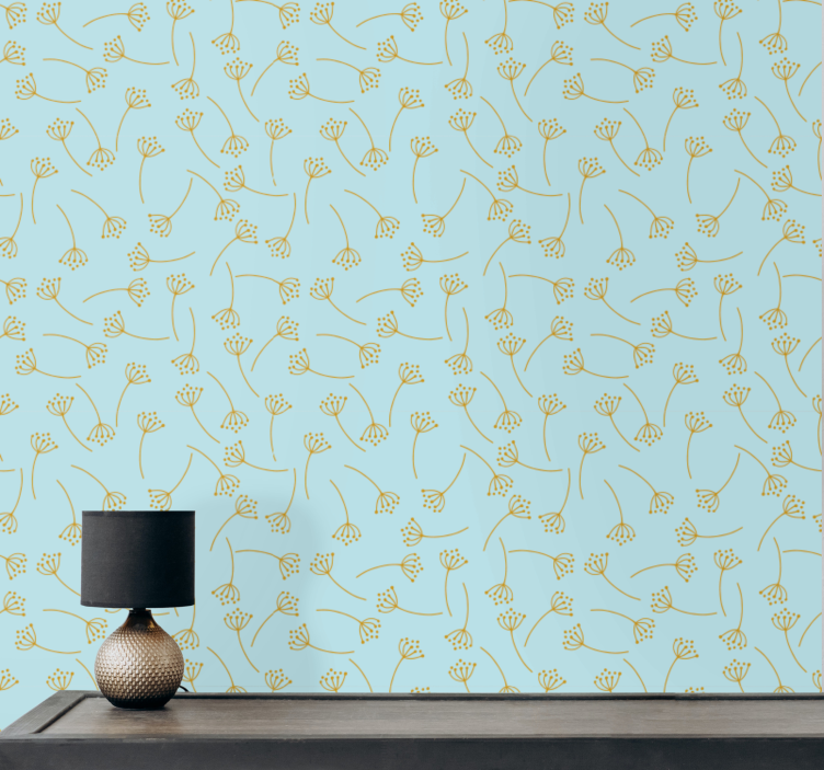 Botanical Line Art flower wallpaper - TenStickers