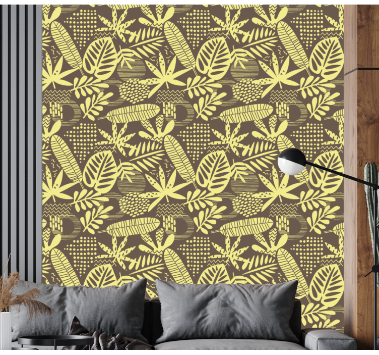 Botanical Motif Pattern leaf wallpaper - TenStickers