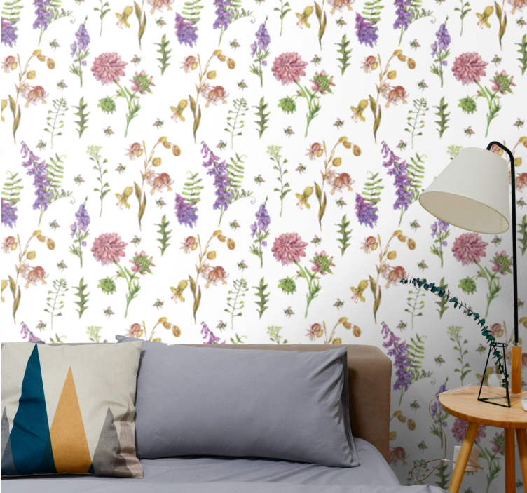 Botanical Wildflowers flower wallpaper - TenStickers