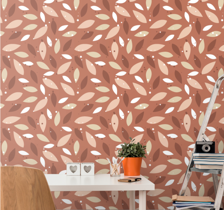 Brown natural pattern leaf wallpaper - TenStickers