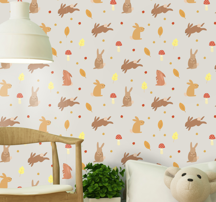 Bunny Pattern Motif animal wallpaper - TenStickers