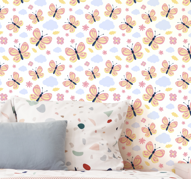 Butterfly Cloud Patterns butterfly wallpaper - TenStickers