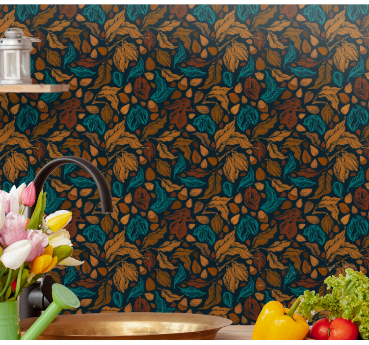 Cacao pattern kitchen wallpaper - TenStickers