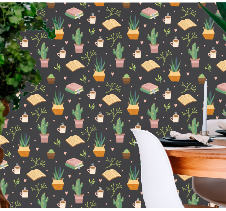 Cacti Coziness Pattern nature wallpaper - TenStickers