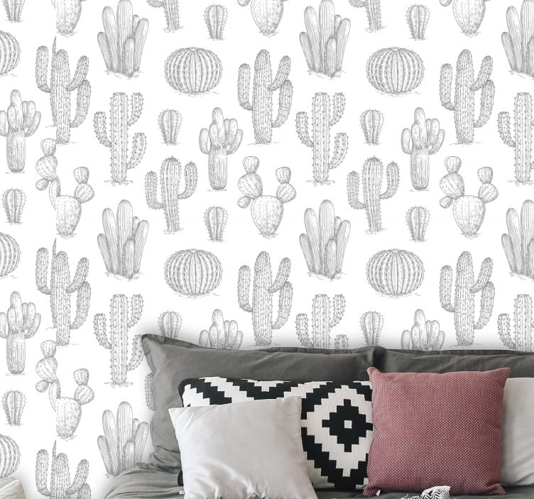 Cactus Pattern nature wallpaper - TenStickers