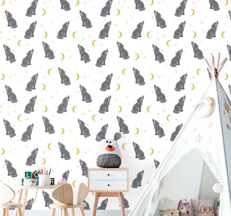 Canine Celestial Pattern dogs wallpaper - TenStickers