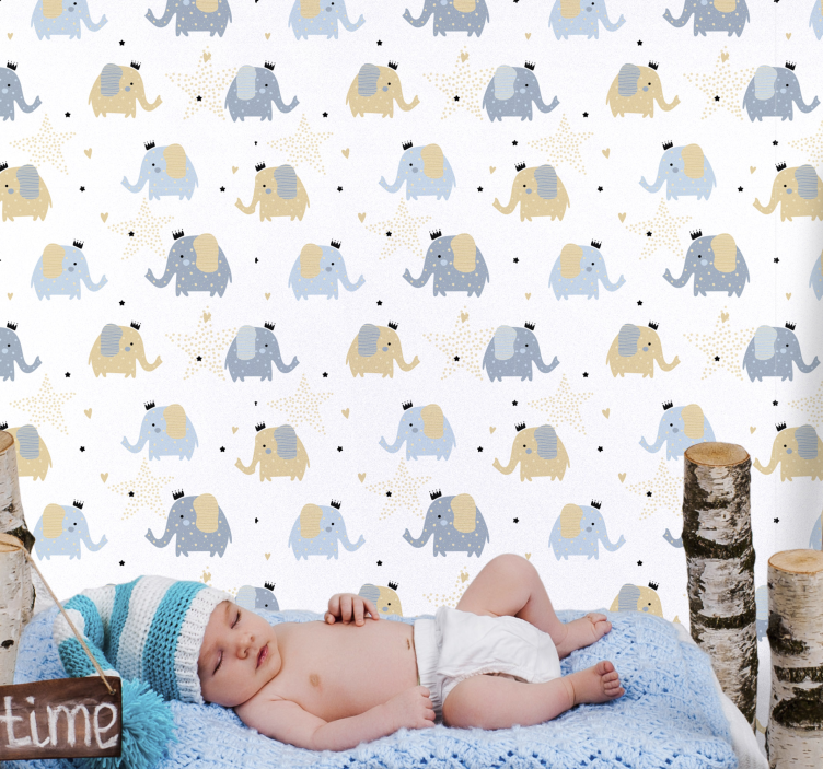 Cartoon Elephants nursery wallpaper - TenStickers
