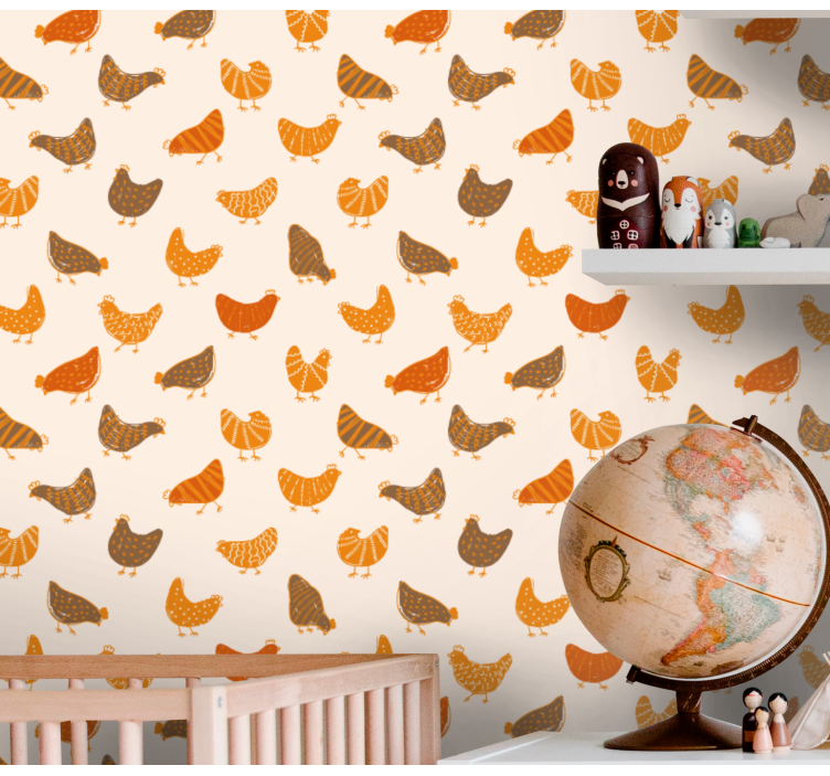 Charming Hen Pattern animal wallpaper - TenStickers