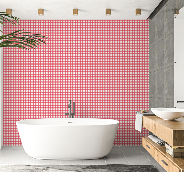Checkered Bath bathroom wallpaper - TenStickers