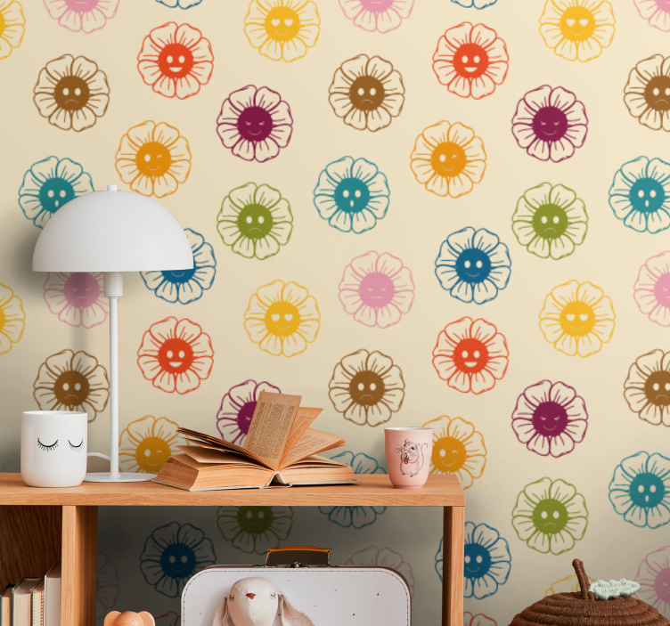 Cheerful Floral Patterns flower wallpaper - TenStickers