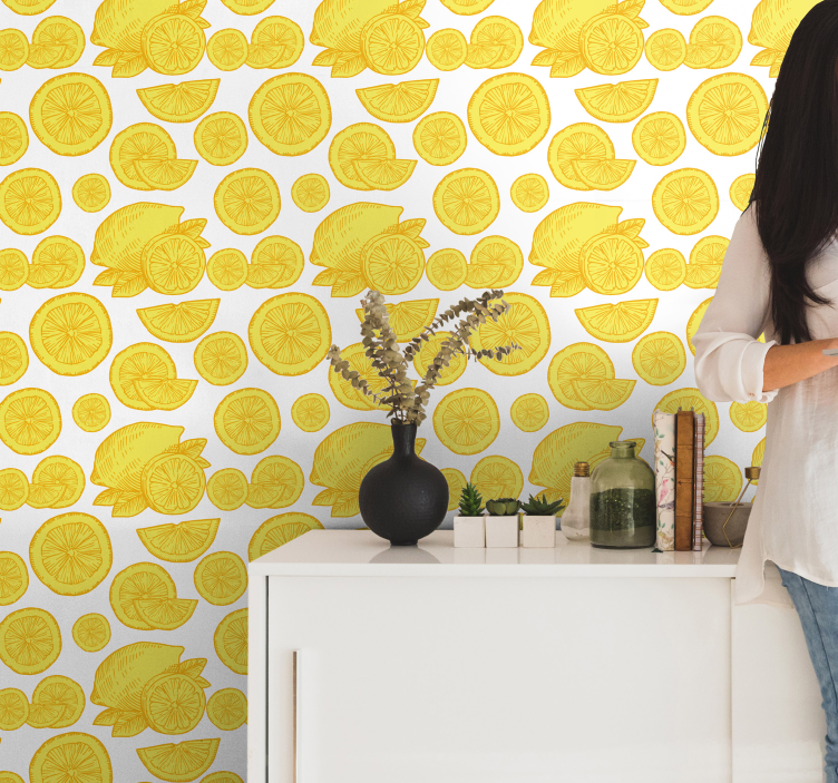 Citrus Fruit Slices flower wallpaper - TenStickers