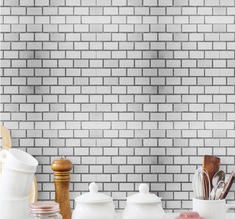 Classic grey motif brick wallpaper - TenStickers