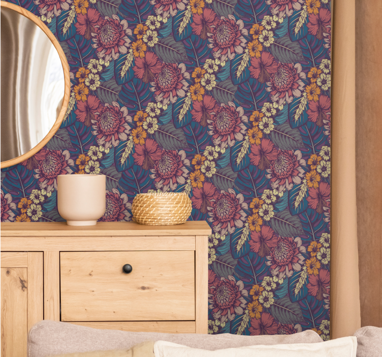 Colorful and wild pattern flower wallpaper - TenStickers