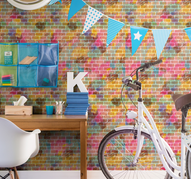 Colorful brick wall Brick wallpaper - TenStickers