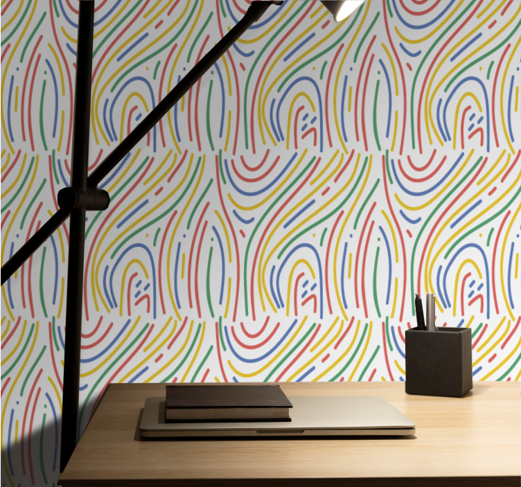 Colorful lines with white Modern Wallpaper - TenStickers