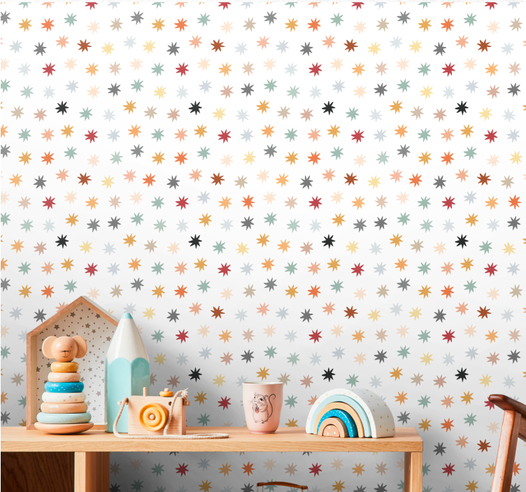 Colorful Stars Pattern kids wallpaper - TenStickers