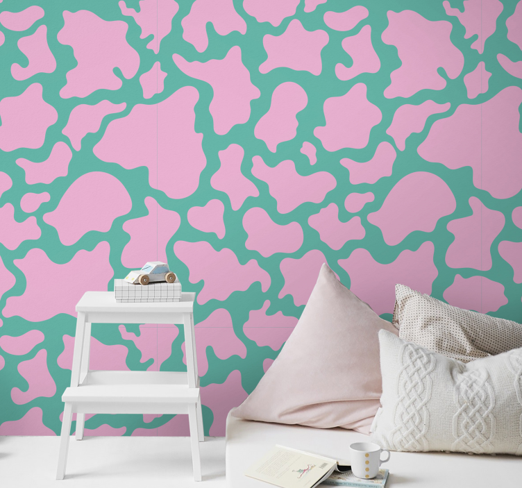 Colourful pink cow print Abstract Wallpaper - TenStickers