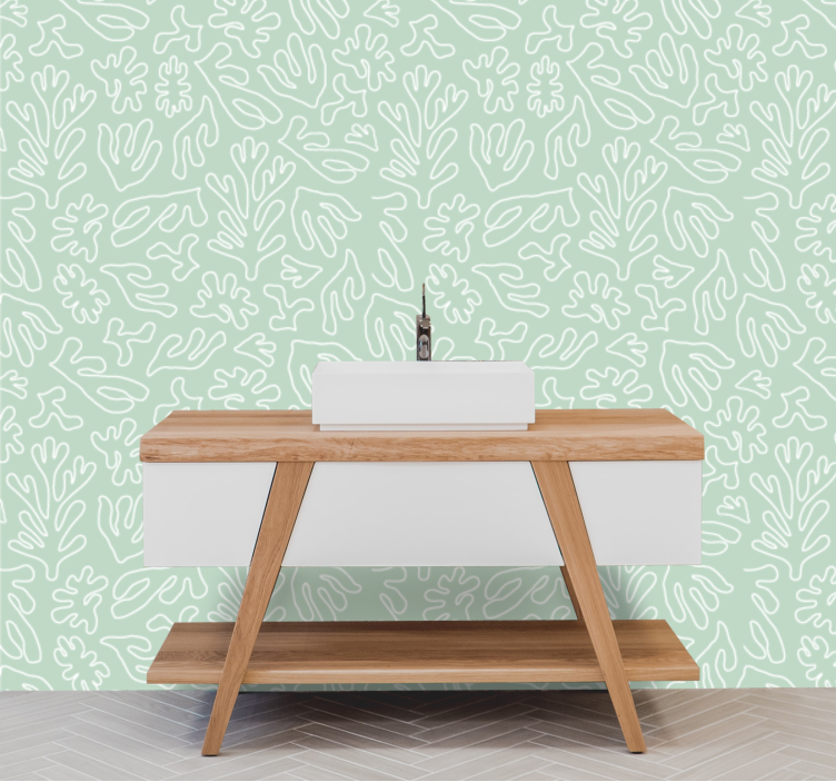 Coral Reef Motif leaf wallpaper - TenStickers