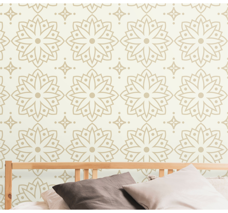 Cream mandala pattern vintage wallpaper - TenStickers