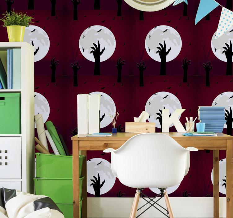 Creepy Moonlit Scene halloween wallpaper - TenStickers