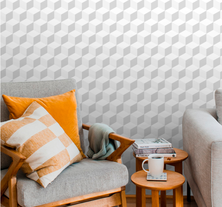 Cubical Texture geometric wallpaper - TenStickers