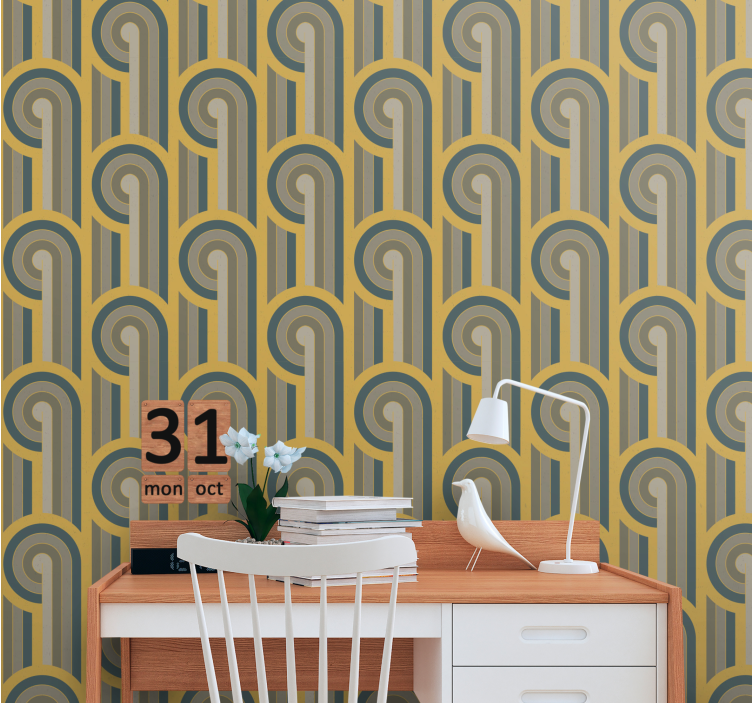 Curved Pattern Design geometric wallpaper - TenStickers