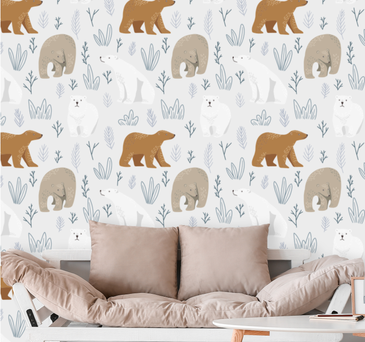 Brown and polar bear pattern animal wallpaper - TenStickers