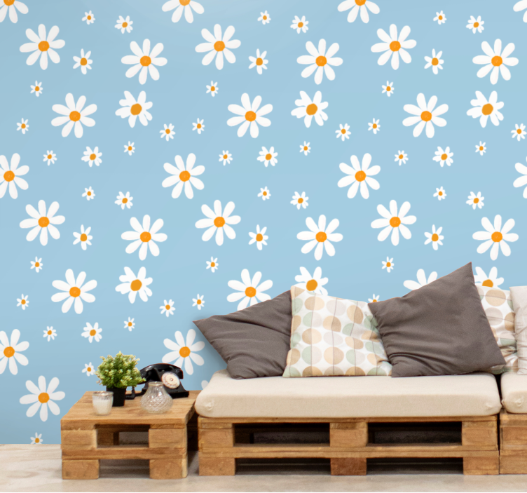 Daisy Pattern Bloom flower wallpaper - TenStickers
