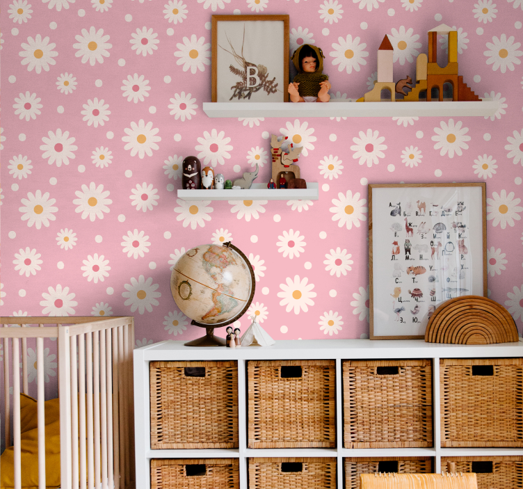 Daisy Pattern Design flower wallpaper - TenStickers