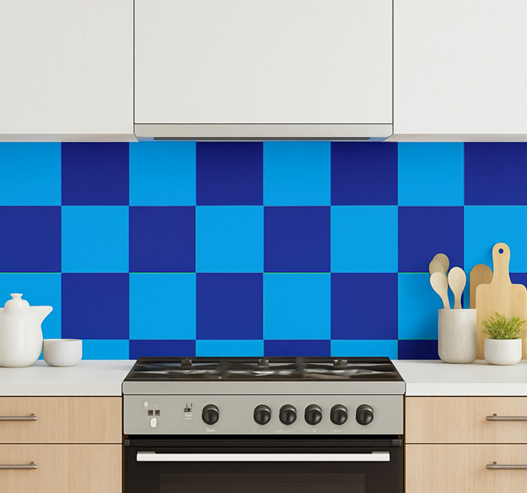 Dark and blue motif tile wallpaper - TenStickers