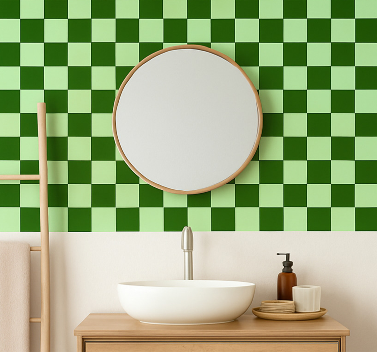Dark and light green motif tile wallpaper - TenStickers