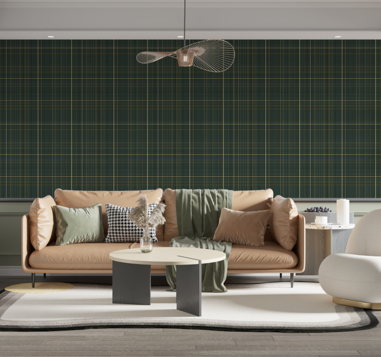Dark green Scotthish pattern square wallpaper - TenStickers