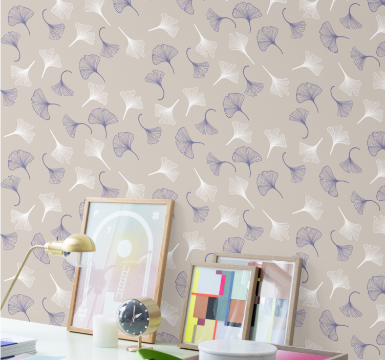 Delicate pastel Ginko leaf wallpaper - TenStickers