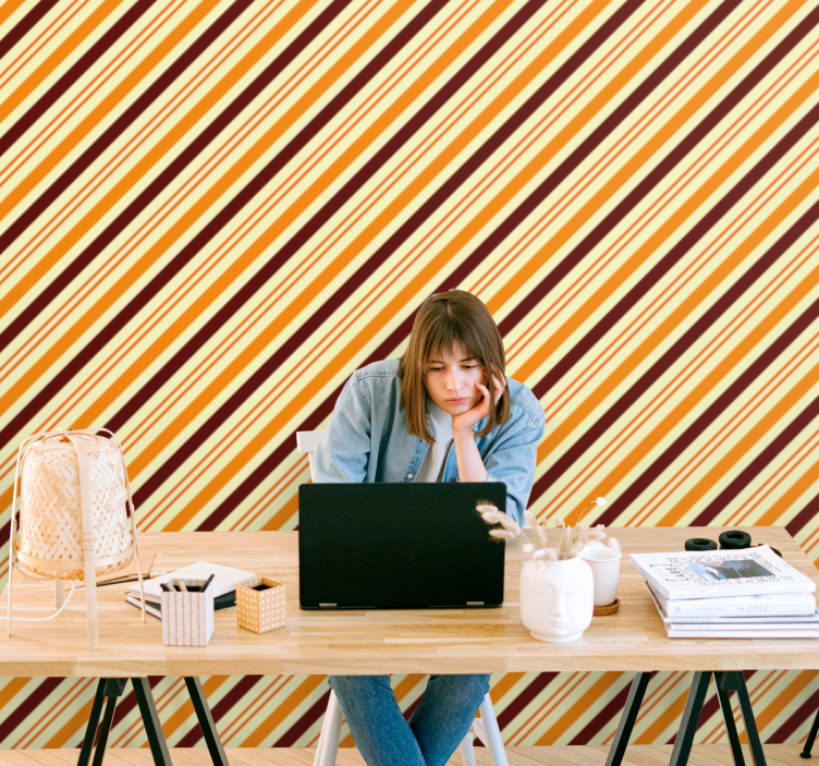 Diagonal Stripe Pattern horizontal striped wallpaper - TenStickers