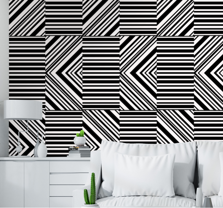Diagonal Stripes Play geometric wallpaper - TenStickers