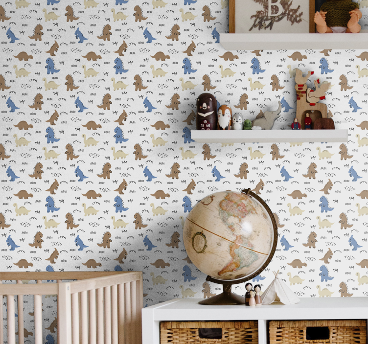 Dinosaur Patterns nursery wallpaper - TenStickers