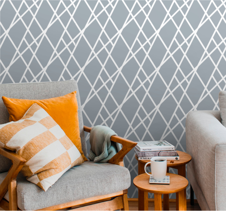 Gray diagonal lines geometric wallpaper - TenStickers
